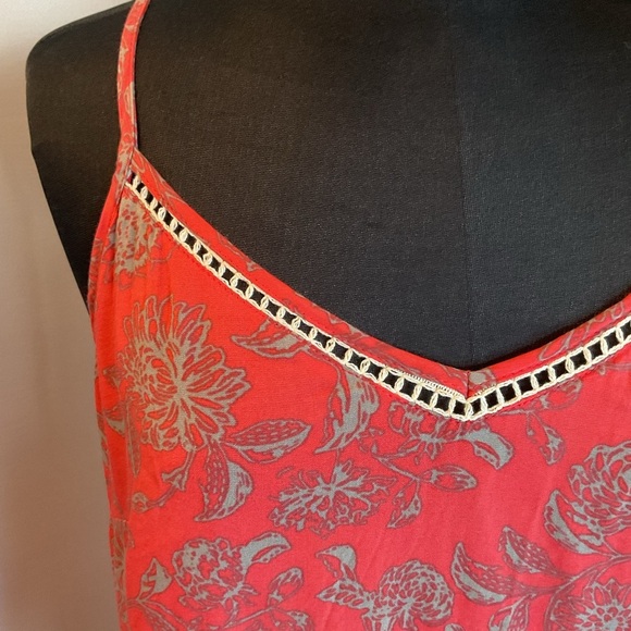 25. TraVida Coral Pink and Gray Sleeveless Midi Sundress Size Medium - Picture 4 of 8